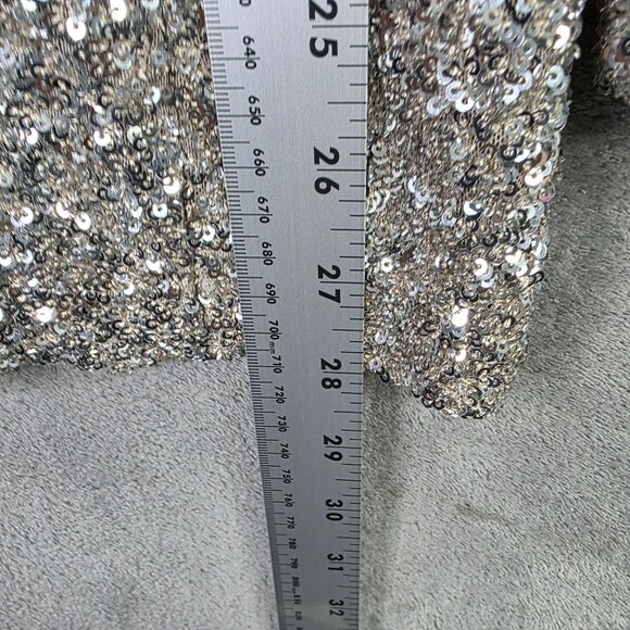 Womens Express Silver Sequin Blazer Jacket Single Button Breasted Polyester XS - Picture 6 of 6